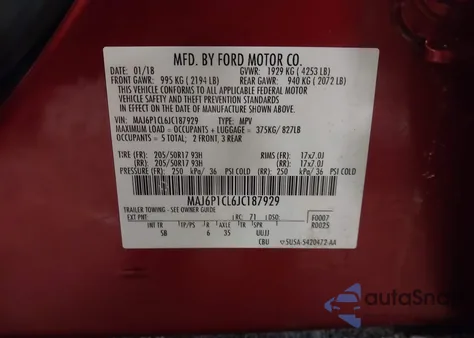 2018 Ford Ecosport Ses from USA, damaged, VIN MAJ6P1CL6JC187929